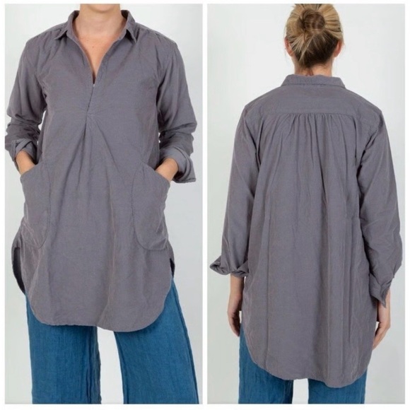 CP Shades Tops - CP Shades Blue Micro Corduroy Cotton Tunic Top M